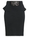 Cavalli Class Woman Midi Skirt Charcoal Size 16 Virgin Wool, Acrylic, Polyamide, Elastane In Black