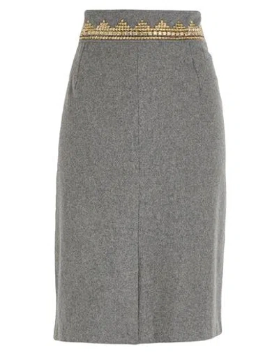 Cavalli Class Woman Midi Skirt Grey Size 10 Wool, Viscose, Elastane In Gray