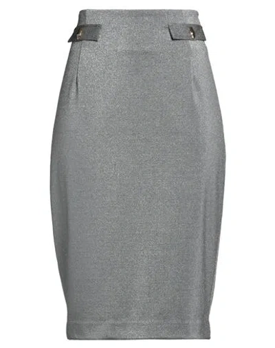 Cavalli Class Woman Midi Skirt Grey Size 16 Viscose, Polyamide, Elastane, Polyester