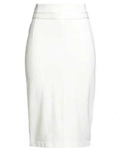 Cavalli Class Woman Midi Skirt Ivory Size 10 Viscose, Polyamide, Elastane In Neutral