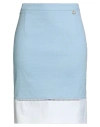 Cavalli Class Woman Midi Skirt Sky Blue Size 16 Cotton, Elastane