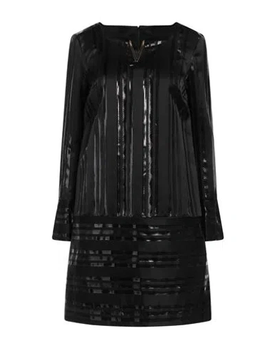 Cavalli Class Woman Mini Dress Black Size 8 Acetate, Polyester, Metallic Fiber