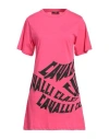 Cavalli Class Woman Mini Dress Fuchsia Size L Cotton In Pink