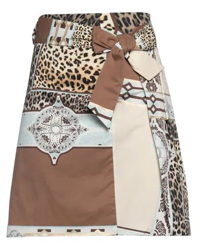 Cavalli Class Woman Mini Skirt Ivory Size 6 Cotton, Elastane In White