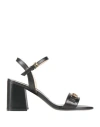Cavalli Class Woman Sandals Black Size 8 Leather