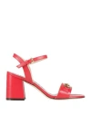 Cavalli Class Woman Sandals Red Size 8 Leather In Red