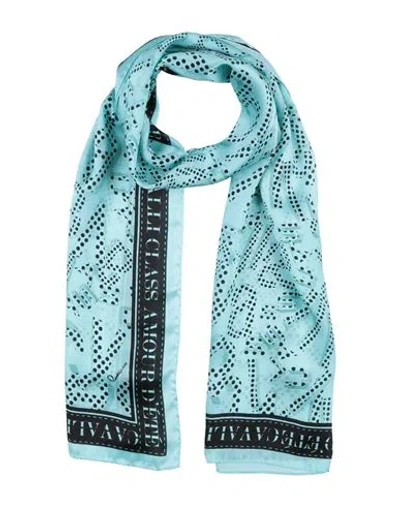 Cavalli Class Woman Scarf Turquoise Size - Silk In Blue