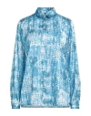 Cavalli Class Woman Shirt Azure Size Xl Viscose In Blue