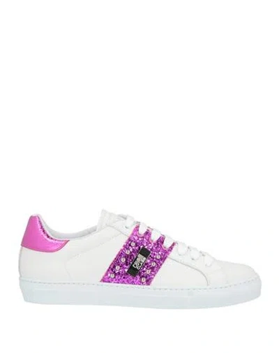 Cavalli Class Woman Sneakers White Size 8.5 Calfskin