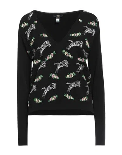Cavalli Class Woman Sweater Black Size 4 Viscose, Polyamide, Cotton