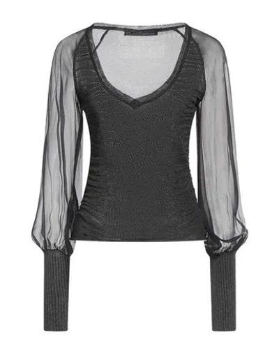 Cavalli Class Woman Sweater Black Size 8 Viscose, Polyamide, Silk