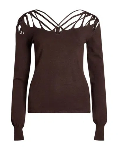 Cavalli Class Woman Sweater Brown Size 8 Viscose, Polyester