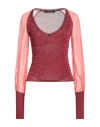 Cavalli Class Woman Sweater Burgundy Size 8 Viscose, Polyamide, Silk In Red