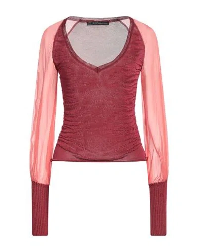 Cavalli Class Woman Sweater Burgundy Size 8 Viscose, Polyamide, Silk In Red