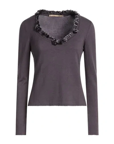 Cavalli Class Woman Sweater Dark Purple Size 8 Viscose, Polyester In Brown