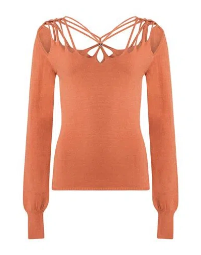 Cavalli Class Woman Sweater Orange Size 8 Viscose, Polyester