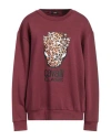 Cavalli Class Woman Sweatshirt Burgundy Size L Polyester, Cotton In Red