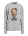 Cavalli Class Elegant Purple Crew Neck Fleece Sweatshirt In Grey