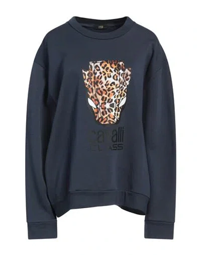 Cavalli Class Woman Sweatshirt Navy Size Xl Polyester, Cotton