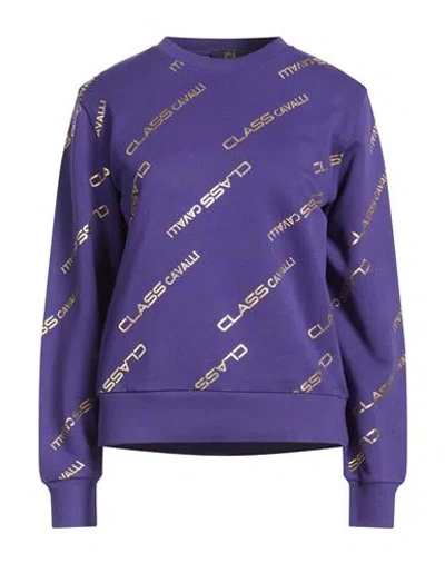 Cavalli Class Woman Sweatshirt Purple Size 3xl Cotton