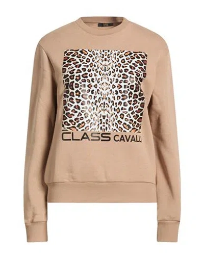 Cavalli Class Woman Sweatshirt Sand Size L Cotton, Polyester In Brown