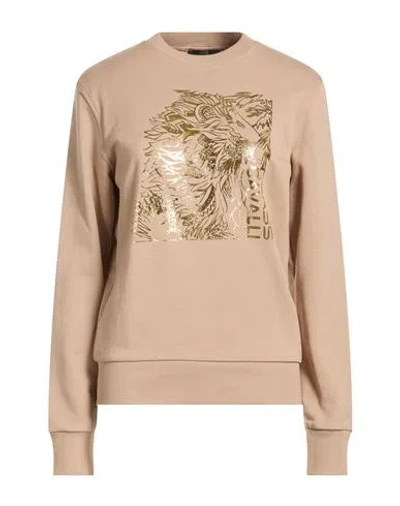 Cavalli Class Woman Sweatshirt Sand Size Xl Cotton In Brown