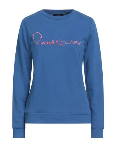 Cavalli Class Woman Sweatshirt Slate Blue Size Xl Cotton, Polyester