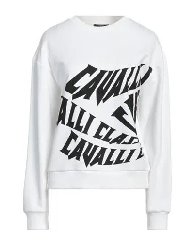 Cavalli Class Woman Sweatshirt White Size Xl Cotton, Polyester