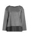 Cavalli Class Woman Top Grey Size 12 Viscose, Polyamide, Elastane, Polyester, Virgin Wool In Grey