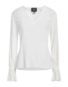 CAVALLI CLASS CAVALLI CLASS WOMAN TOP WHITE SIZE 8 ACETATE, SILK