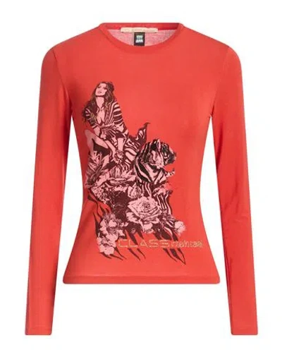 Cavalli Class Woman T-shirt Orange Size 10 Viscose, Elastane