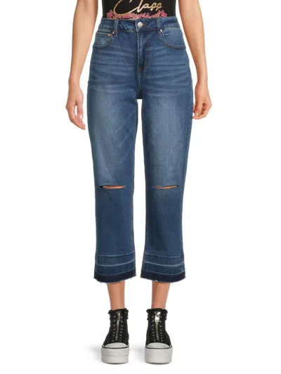 Cavalli Class Women's High Rise Cropped Straight Jeans In Blue