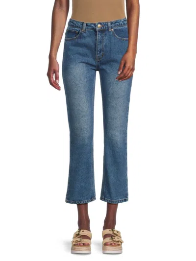 Cavalli Class Women's High Rise Faded Cropped Jeans In Classic Blue