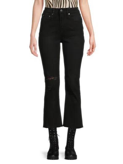 Cavalli Class Babies' Women's High Rise Flare Cropped Jeans In Black