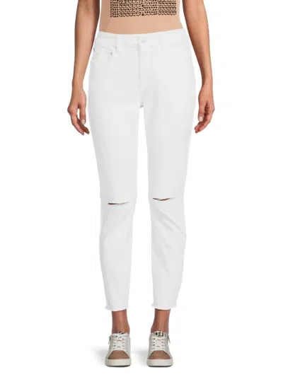 Cavalli Class Babies' Women's High Rise Ultra Slim Fit Slashed Knee Jeans In White