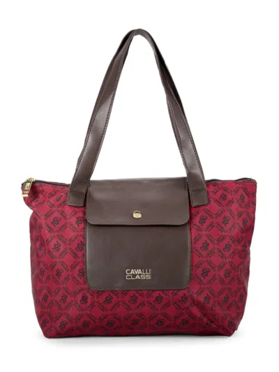 Cavalli Class Women's Monogram Print Tote In Red