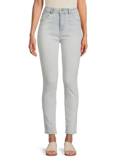 Cavalli Class Women's Straight Leg High Rise Washed Jeans In Icy Blue