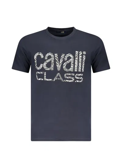 Cavalli Class Zebra-print Logo T-shirt In Blue