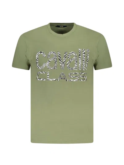 Cavalli Class Zebra-print Logo T-shirt In Green