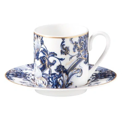 Cavalli Coffee Cup & Saucer With Luxury Box In Blue