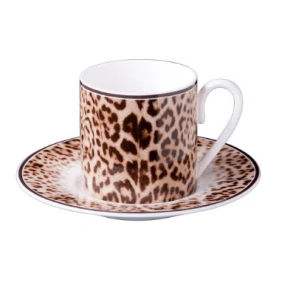 Cavalli Coffee Cup & Saucer With Luxury Box In Brown