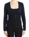 Cavalli Women Dark  Cropped Wool Cardigan In Blue