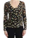 Cavalli Women Multicolor V-neck Wool Jumper