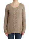 Cavalli Elegant Beige Knitted Crew Neck Sweater In Brown
