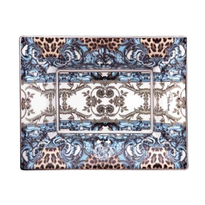 Cavalli Large Rectangular Tray In Blue