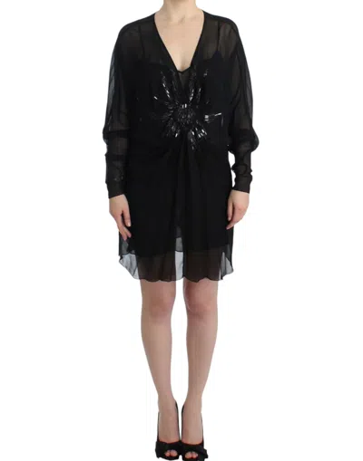 Cavalli Long Sleeve Silk Women's Dress In Black