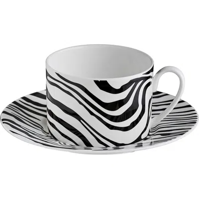 Cavalli Tea Cup & Saucer With Luxury Box In Black