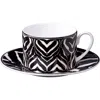 Cavalli Tea Cup & Saucer With Luxury Box In Black