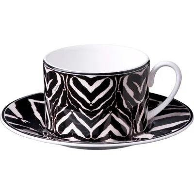 Cavalli Tea Cup & Saucer With Luxury Box In Black