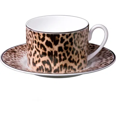 Cavalli Tea Cup & Saucer With Luxury Box In Brown